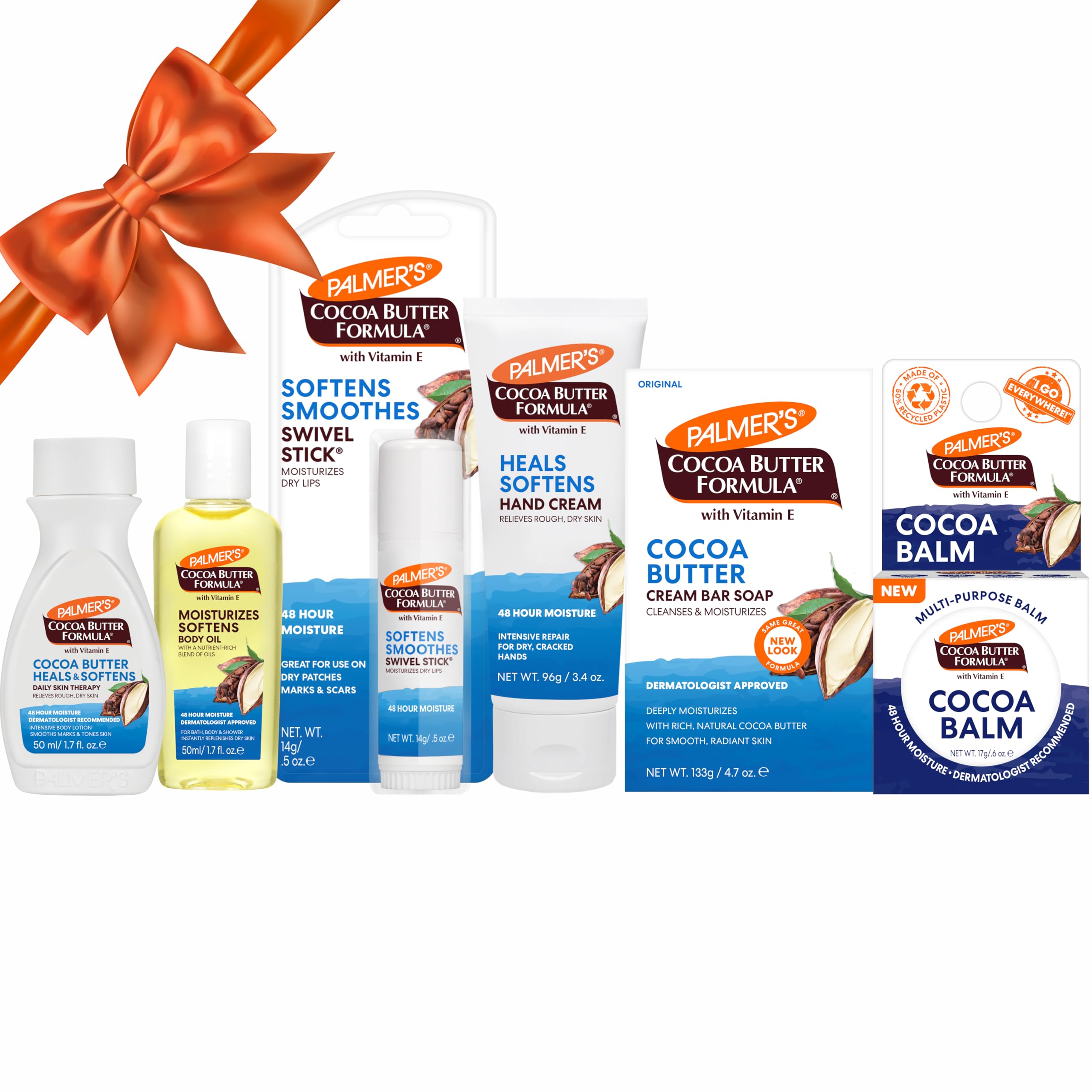 Palmer's Cocoa Butter Formula Mini Easter Basket Stuffers (6 Piece) - Moisturizing Body Oil, Intensive Body Lotion, Cocoa Balm, Swivel Stick Lip Balm, Bar Soap, Hand Cream, Skin Care for Dry Skin